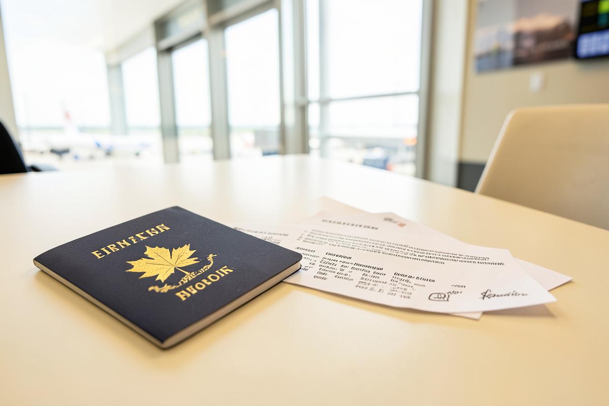 Canadian passport and immigration application documents on a desk