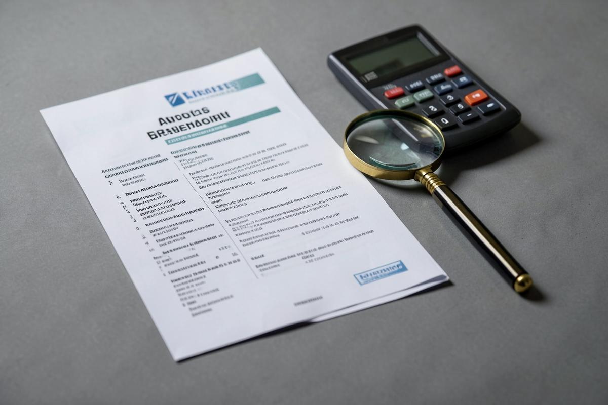 An insurance policy being examined with a magnifying glass