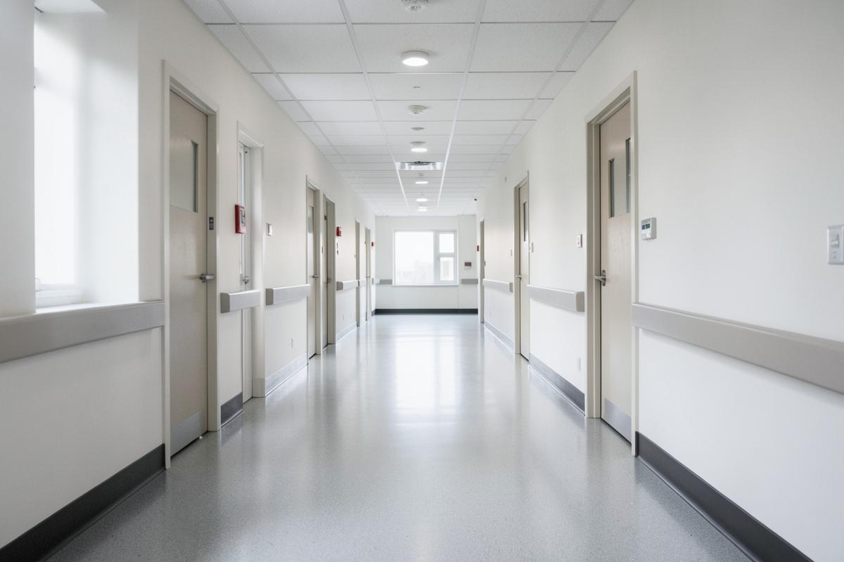 Quiet hospital corridor representing medical malpractice claims in Alberta